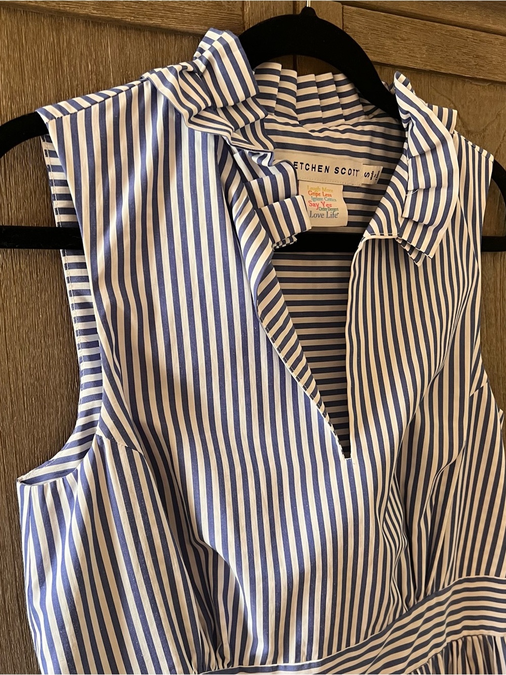 Gretchen Scott Sleeveless Blue & White Striped Dress - Picture 3 of 4